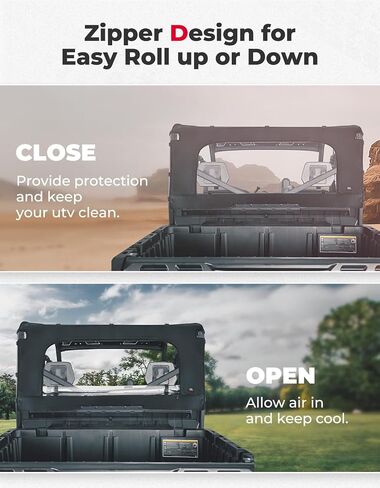 KEMIMOTO Soft Rear Windshield Compatible with Can-Am Defender HD 5/ 7/ 8/ 9/ 10 DPS XT XMR Max 2016-2024 PVC Dustproof Full Windscreen Roll Up/Down Zipper Airflow Back Window in Saudi Arabia