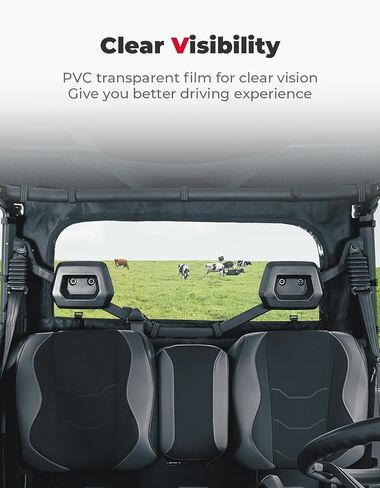 KEMIMOTO Soft Rear Windshield Compatible with Can-Am Defender HD 5/ 7/ 8/ 9/ 10 DPS XT XMR Max 2016-2024 PVC Dustproof Full Windscreen Roll Up/Down Zipper Airflow Back Window in Saudi Arabia