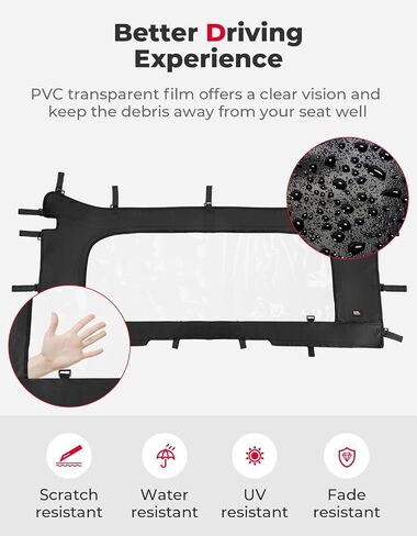KEMIMOTO Soft Rear Windshield Compatible with Can-Am Defender HD 5/ 7/ 8/ 9/ 10 DPS XT XMR Max 2016-2024 PVC Dustproof Full Windscreen Roll Up/Down Zipper Airflow Back Window in Saudi Arabia