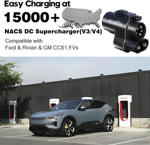 محول شحن NACS إلى CCS1 EV لمركبات Ford وRivian فقط، متوافق مع شواحن Tesla الفائقة، موصل شحن سريع 500 أمبير/1000 فولت 250 كيلو وات لتجربة شحن سلسة للمركبات الكهربائية in Saudi Arabia