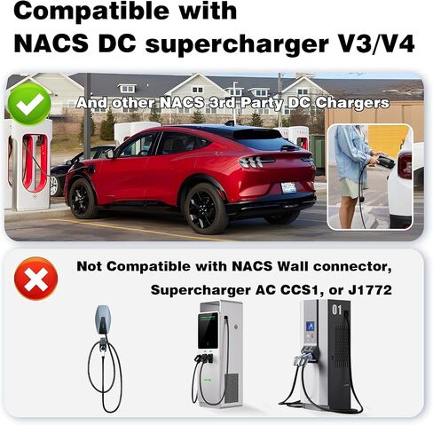 محول شحن NACS إلى CCS1 EV لمركبات Ford وRivian فقط، متوافق مع شواحن Tesla الفائقة، موصل شحن سريع 500 أمبير/1000 فولت 250 كيلو وات لتجربة شحن سلسة للمركبات الكهربائية in Saudi Arabia