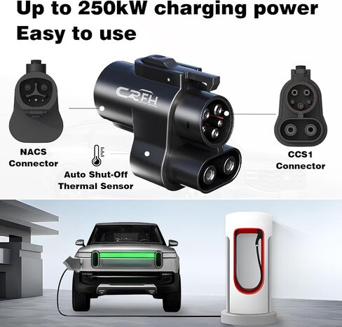محول شحن NACS إلى CCS1 EV لمركبات Ford وRivian فقط، متوافق مع شواحن Tesla الفائقة، موصل شحن سريع 500 أمبير/1000 فولت 250 كيلو وات لتجربة شحن سلسة للمركبات الكهربائية in Saudi Arabia