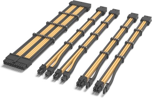 Sirlyr Transparent Connector PSU Cable Extension Kit Customed PC Power Supply Extend Mod 16AWG with 24 Pin ATX × 2/8 Pin EPS × 1/ Gold-Plated 8Pin Pcie × 2,Soft Nylon Braided Black in Kuwait