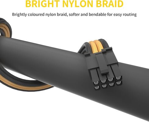 Sirlyr Transparent Connector PSU Cable Extension Kit Customed PC Power Supply Extend Mod 16AWG with 24 Pin ATX × 2/8 Pin EPS × 1/ Gold-Plated 8Pin Pcie × 2,Soft Nylon Braided Black in Kuwait