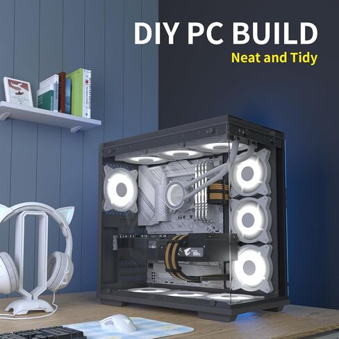 Sirlyr Transparent Connector PSU Cable Extension Kit Customed PC Power Supply Extend Mod 16AWG with 24 Pin ATX × 2/8 Pin EPS × 1/ Gold-Plated 8Pin Pcie × 2,Soft Nylon Braided Black in Kuwait