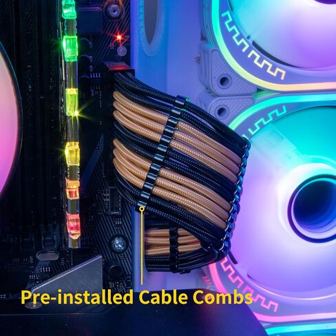 Sirlyr Transparent Connector PSU Cable Extension Kit Customed PC Power Supply Extend Mod 16AWG with 24 Pin ATX × 2/8 Pin EPS × 1/ Gold-Plated 8Pin Pcie × 2,Soft Nylon Braided Black in Kuwait