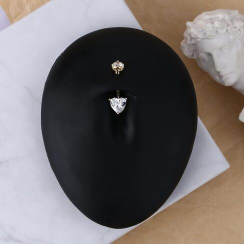CM Crareesi Mania 14K حلقات البطن الذهبية الصلبة القلب مكعب زركونيا حلقات ثقب البطن 14G الذهب الأصفر السرة ثقب المجوهرات الشق مجموعة حلقات السرة in Saudi Arabia
