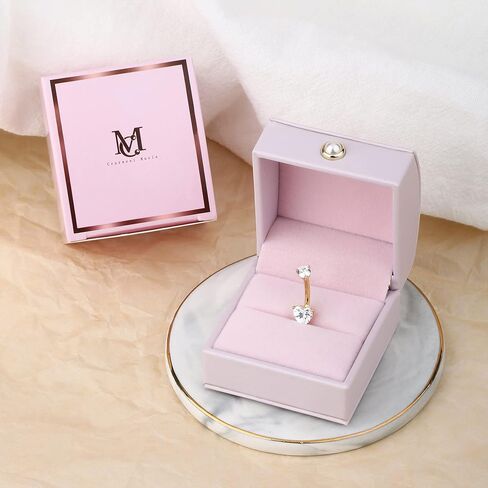 CM Crareesi Mania 14K حلقات البطن الذهبية الصلبة القلب مكعب زركونيا حلقات ثقب البطن 14G الذهب الأصفر السرة ثقب المجوهرات الشق مجموعة حلقات السرة in Saudi Arabia