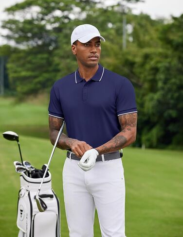 COOFANDY Mens Polo Shirts Short Sleeve Golf Polo Button Pullover Casual Contrast Color Basic T Shirt Ribbed Collar in Saudi Arabia