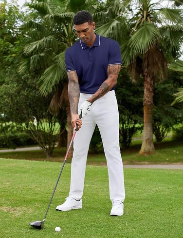 COOFANDY Mens Polo Shirts Short Sleeve Golf Polo Button Pullover Casual Contrast Color Basic T Shirt Ribbed Collar in Saudi Arabia