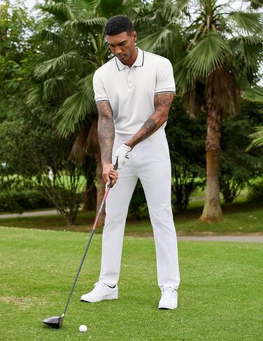 COOFANDY Mens Polo Shirts Short Sleeve Golf Polo Button Pullover Casual Contrast Color Basic T Shirt Ribbed Collar in Saudi Arabia