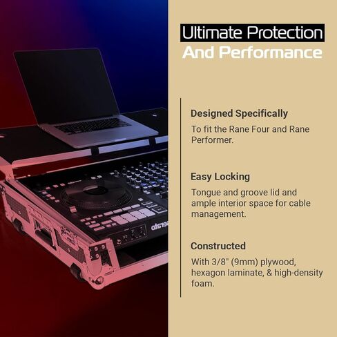 Headliner Flight Custom Fit Case with Laptop Platform and Wheels Compatible with Rane Four DJ Controller, DJ Equipment Road Case in Kuwait