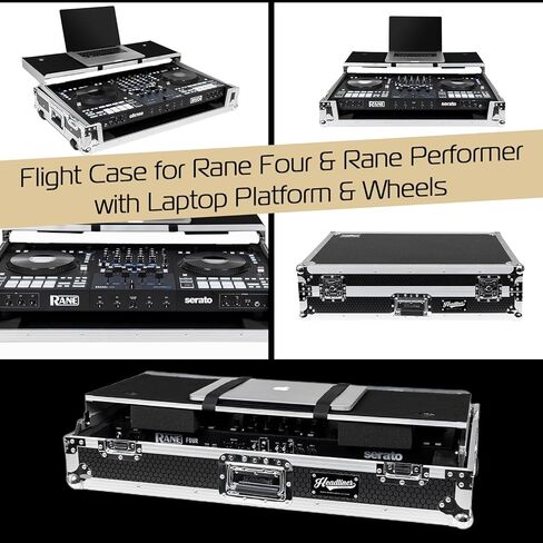 Headliner Flight Custom Fit Case with Laptop Platform and Wheels Compatible with Rane Four DJ Controller, DJ Equipment Road Case in Kuwait