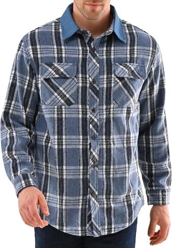 DEOLAX Mens Flannel Shirts Casual Button Down Mens Flannel Shirts Jacket Denim Collar Plaid Coat Long Sleeve Wiht Pocket in Saudi Arabia