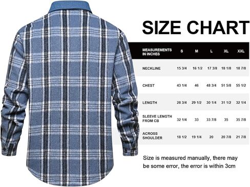 DEOLAX Mens Flannel Shirts Casual Button Down Mens Flannel Shirts Jacket Denim Collar Plaid Coat Long Sleeve Wiht Pocket in Saudi Arabia