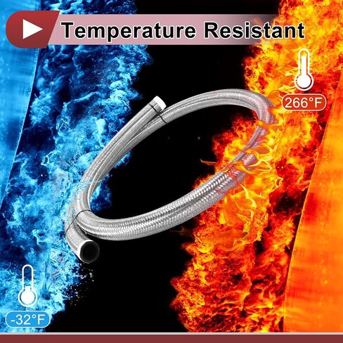 1 Pcs AN4 Fuel Line Hose 6.5ft Vacuum Hose Automotive 4AN CPE Fuel Hose Silver Tone CPE Rubber,Stainless Steel Braided in Kuwait