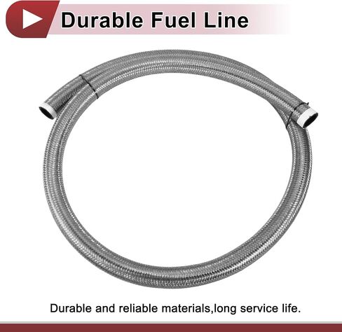 1 Pcs AN4 Fuel Line Hose 6.5ft Vacuum Hose Automotive 4AN CPE Fuel Hose Silver Tone CPE Rubber,Stainless Steel Braided in Kuwait