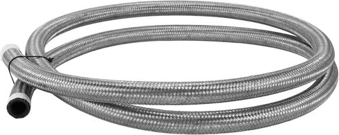 1 Pcs AN4 Fuel Line Hose 6.5ft Vacuum Hose Automotive 4AN CPE Fuel Hose Silver Tone CPE Rubber,Stainless Steel Braided in Kuwait