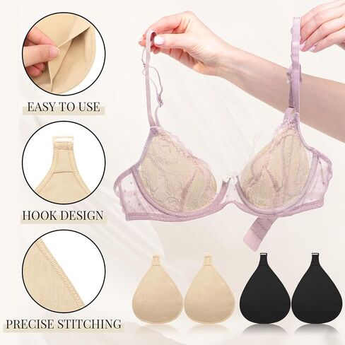 Coume 8 Pcs Hook Breast Protective Pockets Prosthetic Breasts Protector Cotton Soft Breathable Portable Bra Breast Cover Bag Fake Breast Pocket Bag for Mastectomy in Kuwait