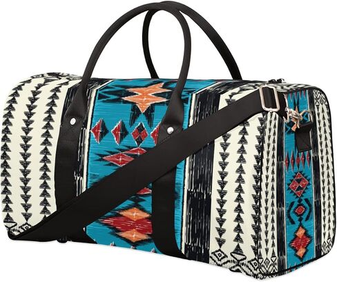 Aztec Western Travel Duffel Bag, Ethnic Aztec Geometric Sports Tote Gym Bag Foldable Western Aztec Weekender Bag Carry on Luggage Handle Bag Overnight Shoulder Bag for Women Men in Kuwait