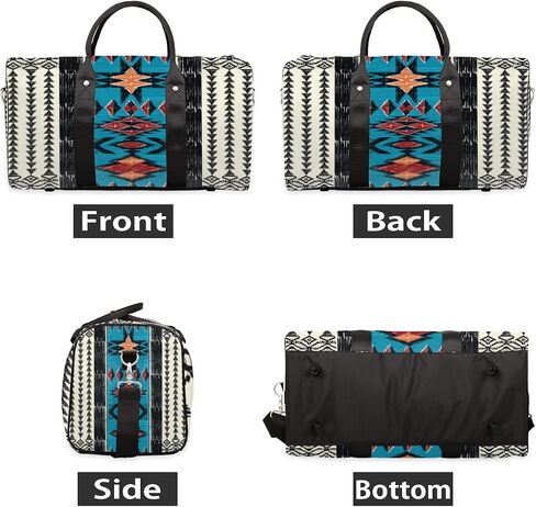Aztec Western Travel Duffel Bag, Ethnic Aztec Geometric Sports Tote Gym Bag Foldable Western Aztec Weekender Bag Carry on Luggage Handle Bag Overnight Shoulder Bag for Women Men in Kuwait