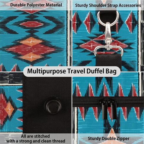 Aztec Western Travel Duffel Bag, Ethnic Aztec Geometric Sports Tote Gym Bag Foldable Western Aztec Weekender Bag Carry on Luggage Handle Bag Overnight Shoulder Bag for Women Men in Kuwait