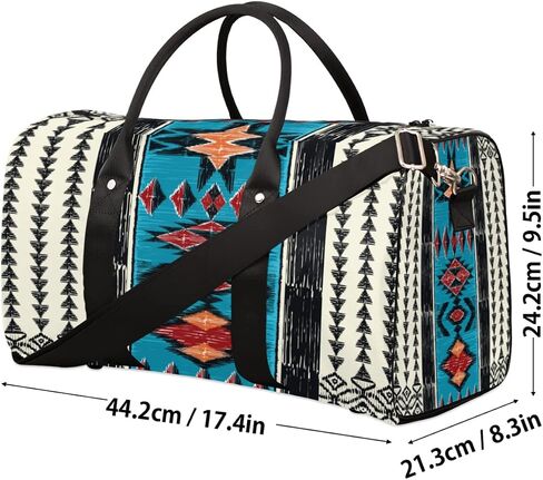 Aztec Western Travel Duffel Bag, Ethnic Aztec Geometric Sports Tote Gym Bag Foldable Western Aztec Weekender Bag Carry on Luggage Handle Bag Overnight Shoulder Bag for Women Men in Kuwait