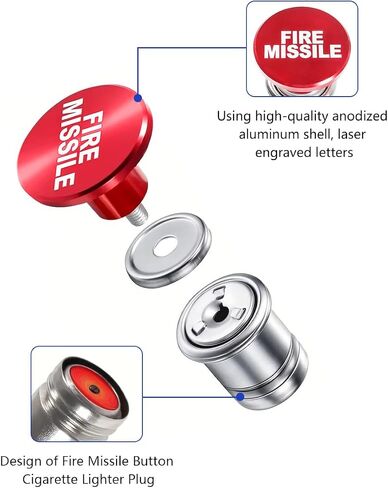Mandark Car Cigarette Lighter, Pop-Out Aluminum Alloy Vehicle Cigarette Lighter, 12V Push Button Auto Cigarette Lighter Plug Replacement, Universal for SUV, Motorcycle, Truck (Red/Fire Missile) in Kuwait