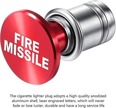 Mandark Car Cigarette Lighter, Pop-Out Aluminum Alloy Vehicle Cigarette Lighter, 12V Push Button Auto Cigarette Lighter Plug Replacement, Universal for SUV, Motorcycle, Truck (Red/Fire Missile) in Kuwait