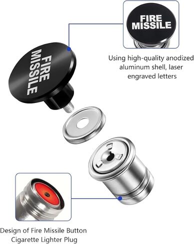 Mandark Car Cigarette Lighter, Pop-Out Aluminum Alloy Vehicle Cigarette Lighter, 12V Push Button Auto Cigarette Lighter Plug Replacement, Universal for SUV, Motorcycle, Truck (Red/Fire Missile) in Kuwait