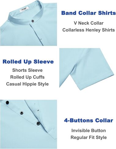 COOFANDY Men's Linen Henley Shirt Short Sleeve Casual Summer Beach Hippie T Shirts in Saudi Arabia