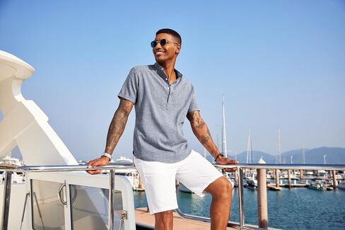 COOFANDY Men's Linen Henley Shirt Short Sleeve Casual Summer Beach Hippie T Shirts in Saudi Arabia