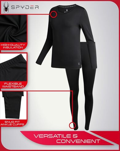 Spyder Women's Thermal Underwear Set - 4 Piece Brushed Back Fleece Lined Long Johns Base Layer Set for Women (Sizes: S-XL) in Saudi Arabia