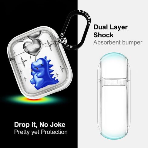 MOSNOVO for Airpods Pro 2 Case, for Airpods Pro Case, Dinosaur Land Print Protective Clear Case with Shockproof Dual Layer Hard Luxe Metal Ring Designed for AirPods Pro 2 Generation in Kuwait
