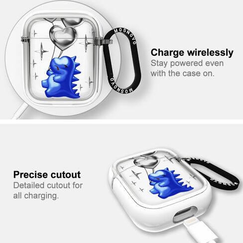 MOSNOVO for Airpods Pro 2 Case, for Airpods Pro Case, Dinosaur Land Print Protective Clear Case with Shockproof Dual Layer Hard Luxe Metal Ring Designed for AirPods Pro 2 Generation in Kuwait