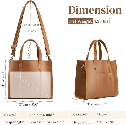 S-ZONE Leather Crossbody Tote Bags for Women Satchel Bag Top Handle Handbag Shoulder Purses Medium in Kuwait