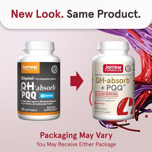 Jarrow Formulas QH-absor + PQQ، مكمل غذائي، دعم مضاد للأكسدة للتكوين الحيوي للميتوكوندريا، إنتاج الطاقة الخلوية وصحة القلب والأوعية الدموية، 60 كبسولة هلامية، كمية تكفي 60 يومًا in Kuwait