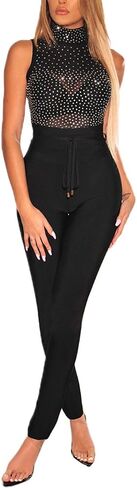MAYFASEY Women's Sheer Mesh See Through Bodysuit Sexy Party Leotard Bodysuits Club Night Out Body Tops in Kuwait