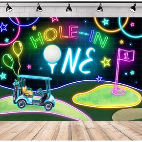 SVBright Golf Gender Reveal Backdrop 7Wx5H He or She Baby Shower What Will Baby Be Cartoon Sports Watercolor Blue Sky White Clouds Grass Decorations Photography Background Banner Photo Booth Studio