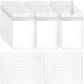30 Set Clear Luggage Tags with Loop Straps Cruise Luggage Tags Clear Plastic ID Card Holder with Lanyard Waterproof Bag Tags for Luggage Suitcases Backpacks