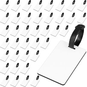 MOUYAT 40 PCS Blank Sublimation Luggage Tags, 3.8 x 2.4 Inch White Double Sided Travel Bag Tags with Straps, Practical Suitcase Labels Tags for Easy Recognize Backpack, Handbag, Suitcase