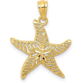 14k Yellow Gold Polished Filigree Design Starfish Pendant 17 mm x 17 mm