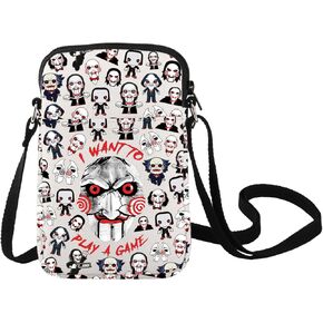 LEVLO Jigsaw Killer Crossbody Bag Horror Movie Fans Gift I Want To Play Game Jigsaw Killer Shoulder Bag Jigsaw Merch