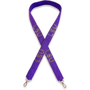 Lashicorn Louisiana Beaded Purse Strap Gold & Purple College Game Day Clear Handbag Replacement Strap Stadium Football University 49" Gold Hardware Clips for Sports Fans Merch