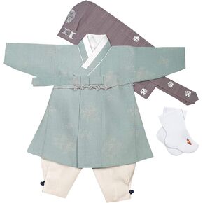 Korean Hanbok Boy Baby First Birthday DOL Party Celebration Clothing Set 1 Age Khaki green