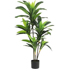 VIAGDO Dracaena Silk Plant Artificial 4ft Faux House Plants with Red Leaf Margin Fake Yucca Palm Trees in Pot Realistic Dragon Tree for Living Room Home Office Decor Indoor Outdoor