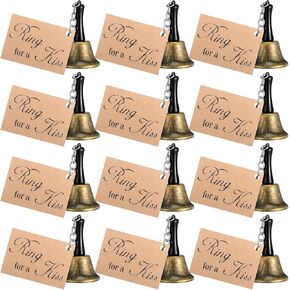 Lounsweer 24 Set Wedding Bells Bulk Ring for a Kiss Bells with Tags Kissing Bells for Wedding Reception Decorations Goodies Bags Party Supplies