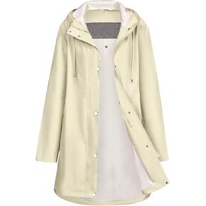 Rain Jacket Womens Waterproof with Hood, Long Rain Coat Windproof Windbreaker Outdoor Rain Trench Coat S-XXL
