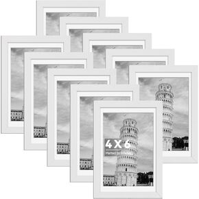 HappyHapi 4x6 Inch Picture Frames,Set of 10 Picture Frames, Tabletop or Wall Display Decoration for Photos, Paintings, Landscapes, Posters, Artwork (Black)