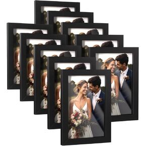 إطارات صور HappyHapi مقاس 4x6 بوصة، مجموعة من 10 إطارات صور، ديكور سطح الطاولة أو عرض الحائط للصور واللوحات والمناظر الطبيعية والملصقات والأعمال الفنية (أسود) in Kuwait